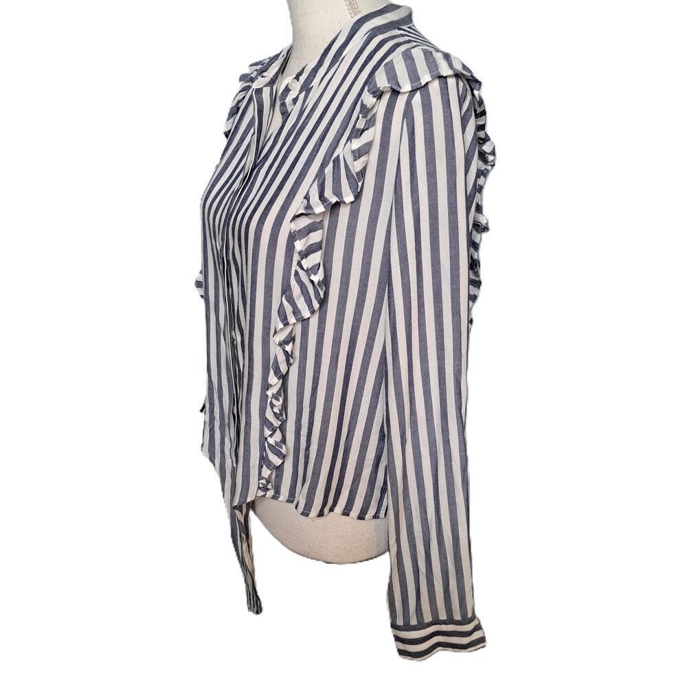 Rails Piper Ocean Women's Gray White Striped Button-Up Shirt Blouse Top Size Med - Picture 4 of 9